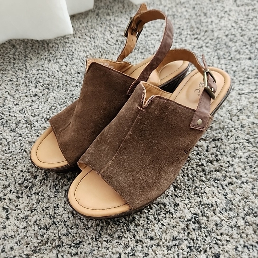 Brown Suede Women's Sandals Boc Noelle Slingback Size 10